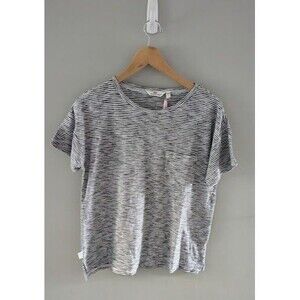 NWT Vineyard Vines Sz S Jet Black Striped Boatneck Boxy Tee Pocket